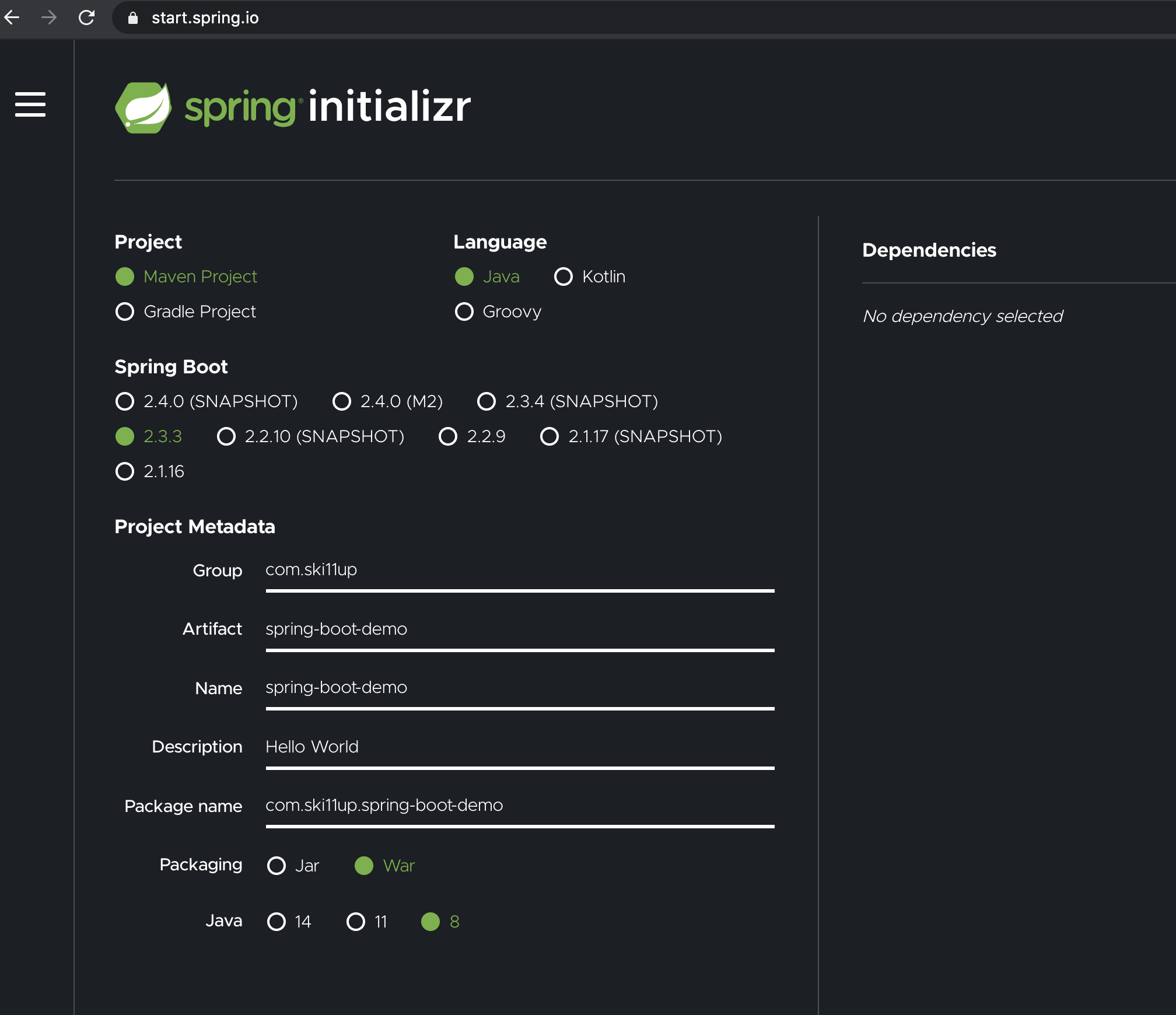 spring initializer