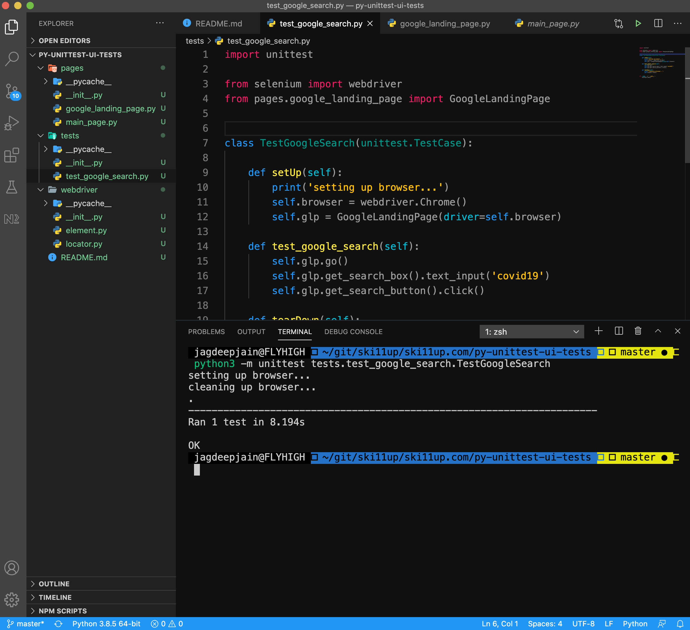 unittest execution